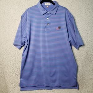 Peter Millar Polo Shirt Mens L Blue Stripe Summer Comfort Performance Golf 46x31